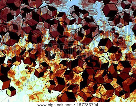 cubism artwork, cube flying objects - original cover design, page or broshure template texture, interior desugn abstraction