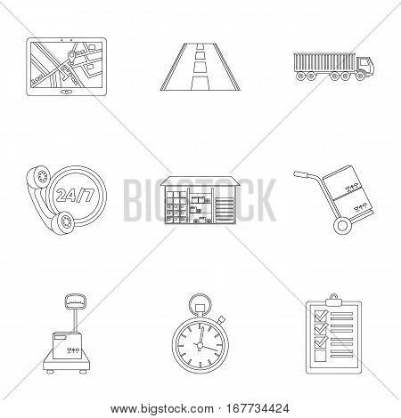 Logistic set icons in outline style. Big collection of logistic vector symbol stock