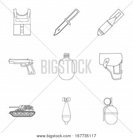 Military and army set icons in outline design. Big collection of military and army vector symbol stock illustration