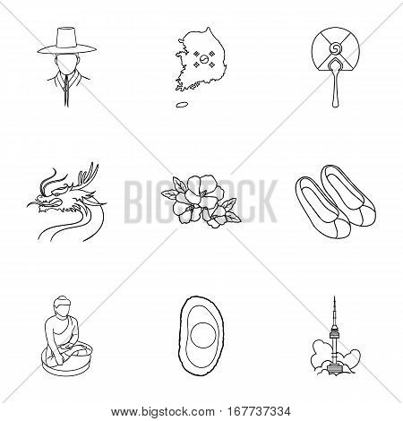 South Korea set icons in outline style. Big collection of South Korea vector symbol stock