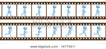 3D 만화 캐릭터 사람들 도보 및 cel 프레임 애니메이션에서 실행.
