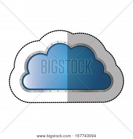 sticker metallic cloud tridimensional in cumulus shape vector illustration