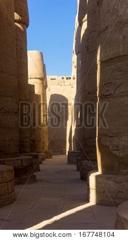 Columns and in ancient temple of Egypt