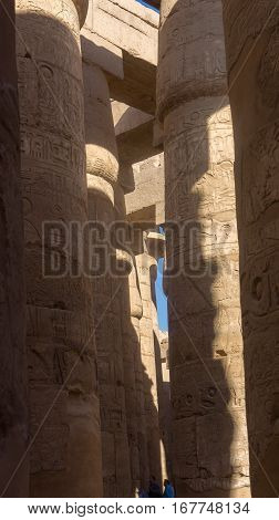 Columns and in ancient temple of Egypt