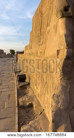 Egyptian ancient temple engravings on the wall