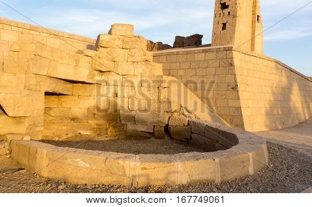 Fountain place in ancient temple of Egypt