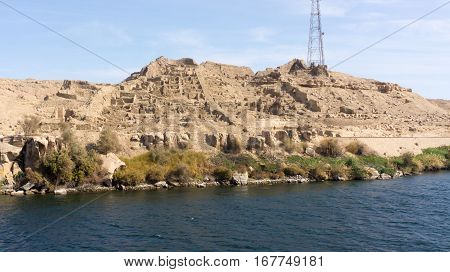 Egypt Nile cruise, a nice view from the boat to shore.
