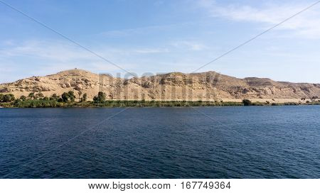 Egypt Nile cruise, a nice view from the boat to shore.