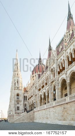 Hungarian Parliament Building Viewed From The Side Of The Dunabe River In Budapest, Hungary - June 1