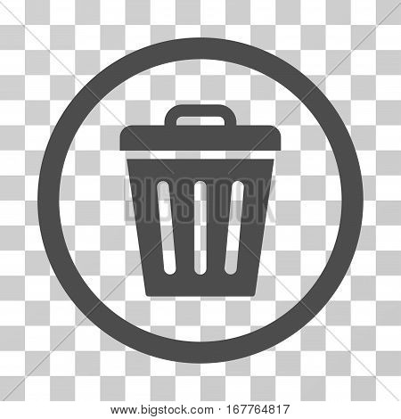 Trash Can rounded icon. Vector illustration style is flat iconic symbol inside a circle, gray color, transparent background. Designed for web and software interfaces.