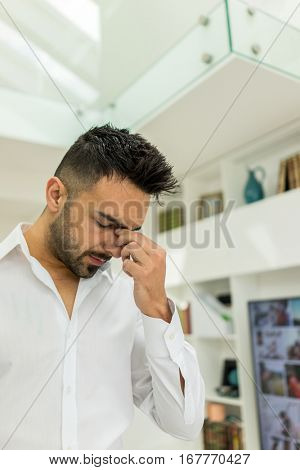 Young man having a stress