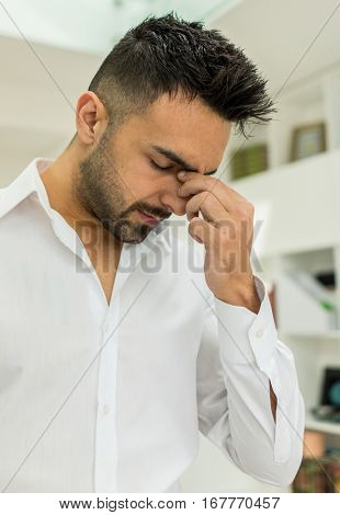 Young man having a stress