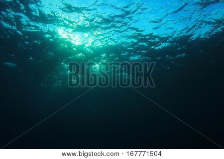 Underwater blue ocean background photo