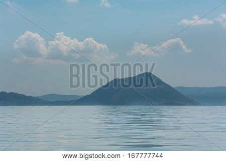 Taal Volcano in the fog, Luzon Island of the Philippines