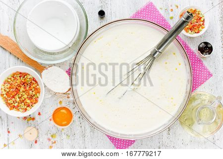 Preparing traditional Easter cake kulich (Easter bread paska paskha) recipe step by step