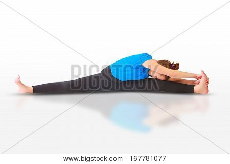 Beautiful Woman Doing Yoguna White Background