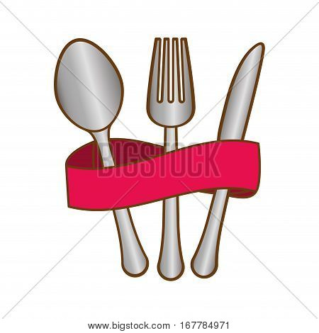 cutlery with fucsia elastic icon image design, vector illustration