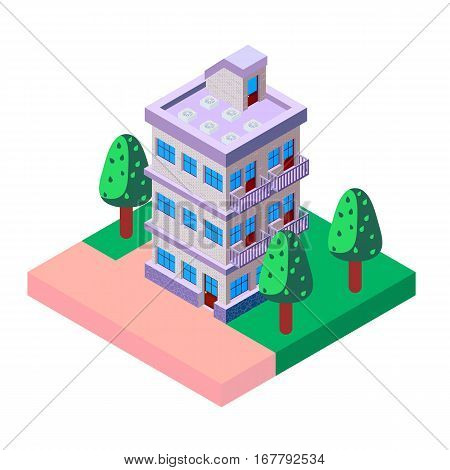 flats purple isometric icon vector illustration 3d access