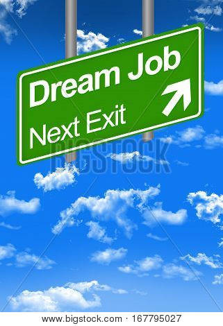 Dream job text and directions on road sign concept