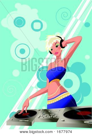 Dj At Turntables