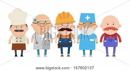 A set of people different professions in flat style. Vector illustration isolated on white background.