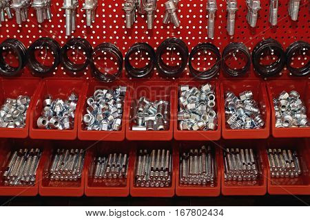Wheel Studs and Bolts in Red Shelf