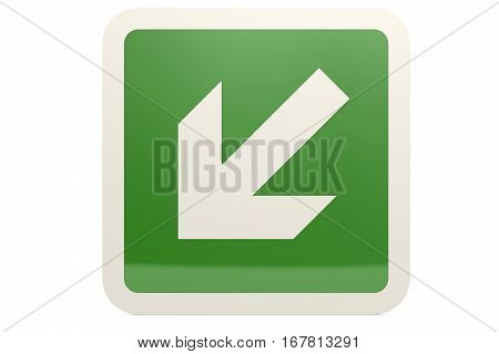 Green Down Left Arrow Sign