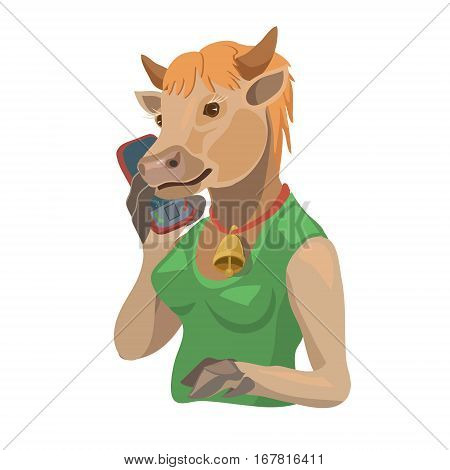 Cow talking on a mobile phone to make a screensaver on a mobile phone who is calling you laugh your secret