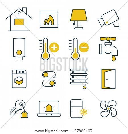 Effective House management system. Thin design Icons set.