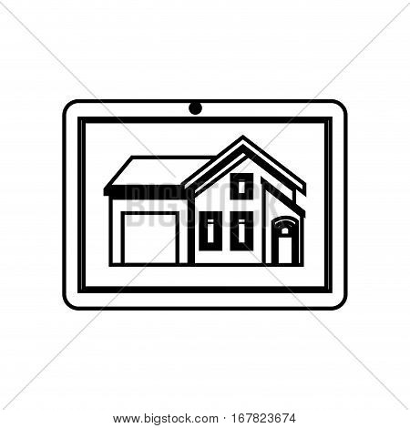 tablet device with smarthouse vector illustration design
