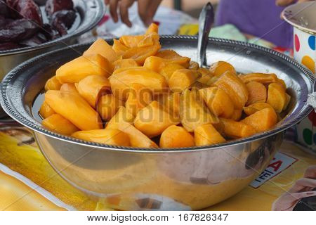 Typical Thai desserts for sale at a marketThai street food