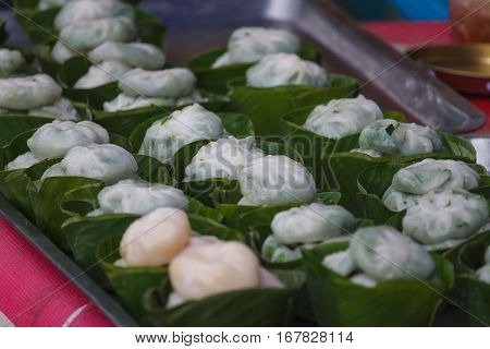 Typical Thai desserts for sale at a marketThai street food