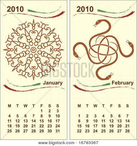 Kalender 2010, Januar, Februar,	