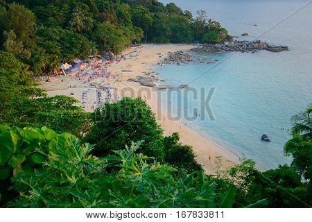 Landscape from Phuket View Point at Leam Sing Beach Located in Phuket Province Thailand.