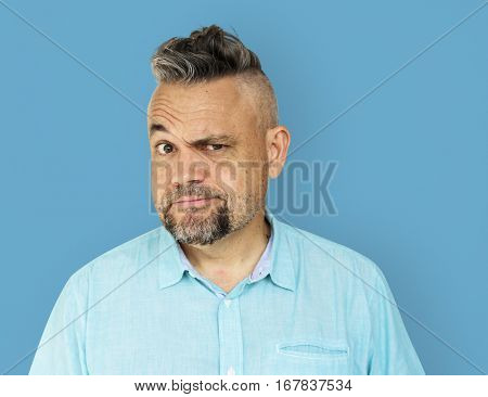 Man Squint Eye Curious Suspicioius Squinting