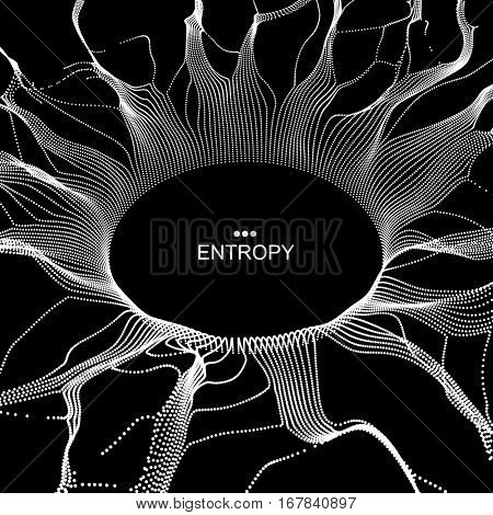 Black hole made from Flying Particles. Abstract Background. 3D Vector Illustration. 