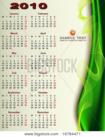 Kalender 2010 mit textfreiraum