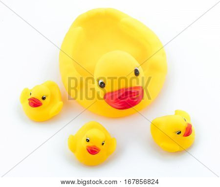 Group of rubber ducks yellow next to each other