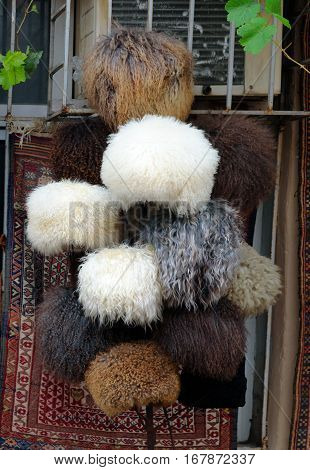 Sheep Hats In Market At Old City, Icheri Sheher. Baku
