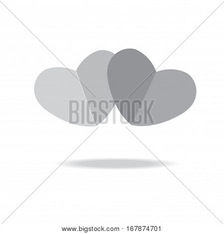 monochrome heart shape icon vector, paper cut style, love symbol, Valentine's Day sign