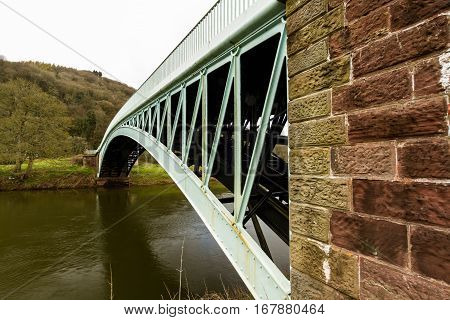 Bigsweir Bridge, Beautiful Single Span Iron Bridge Over The River Wye And The Border Between England