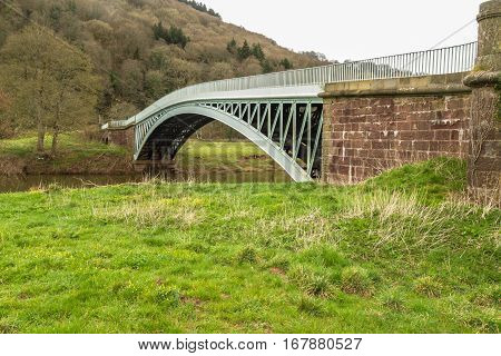 Bigsweir Bridge, Beautiful Single Span Iron Bridge Over The River Wye And The Border Between England