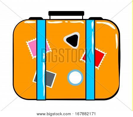 Valise cartoon sticker in retro style on white background vector illustration for travel theme