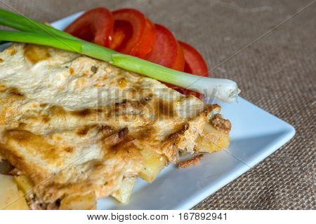Moussaka - a traditional Balkan specialty with minced meat and potatoes