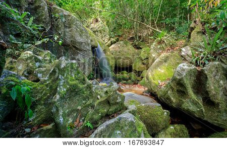 Waterfall In Nosy Mangabe, Madagascar Wilderness