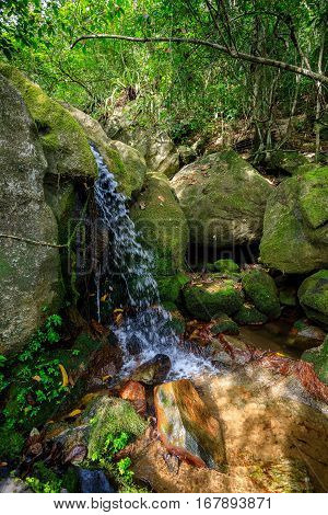 Waterfall In Nosy Mangabe, Madagascar Wilderness