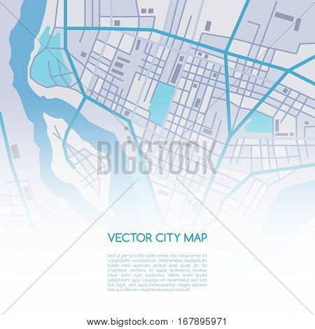 Vector flat abstract city map background with sample text, colorful decorative map template