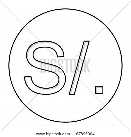 monochrome contour with currency symbol of sol peru in circle vector illustration