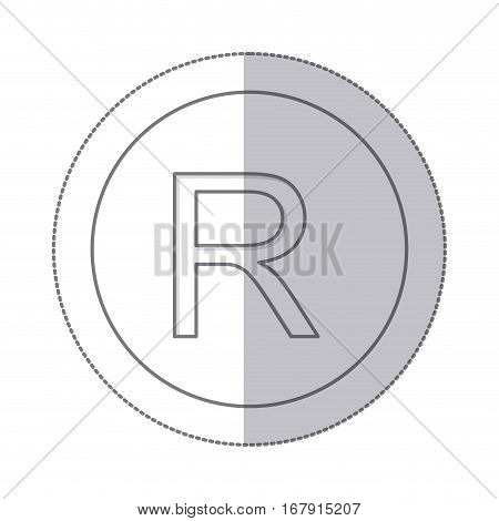middle shadow monochrome circle with currency symbol of rand south africa vector illustration