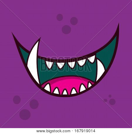 Monster open mouth face teeth cartoon avatar illustration vector stock